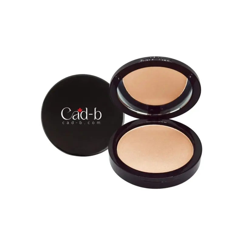 Dual Blend Powder Foundation matte compact in black case; beige powder pans