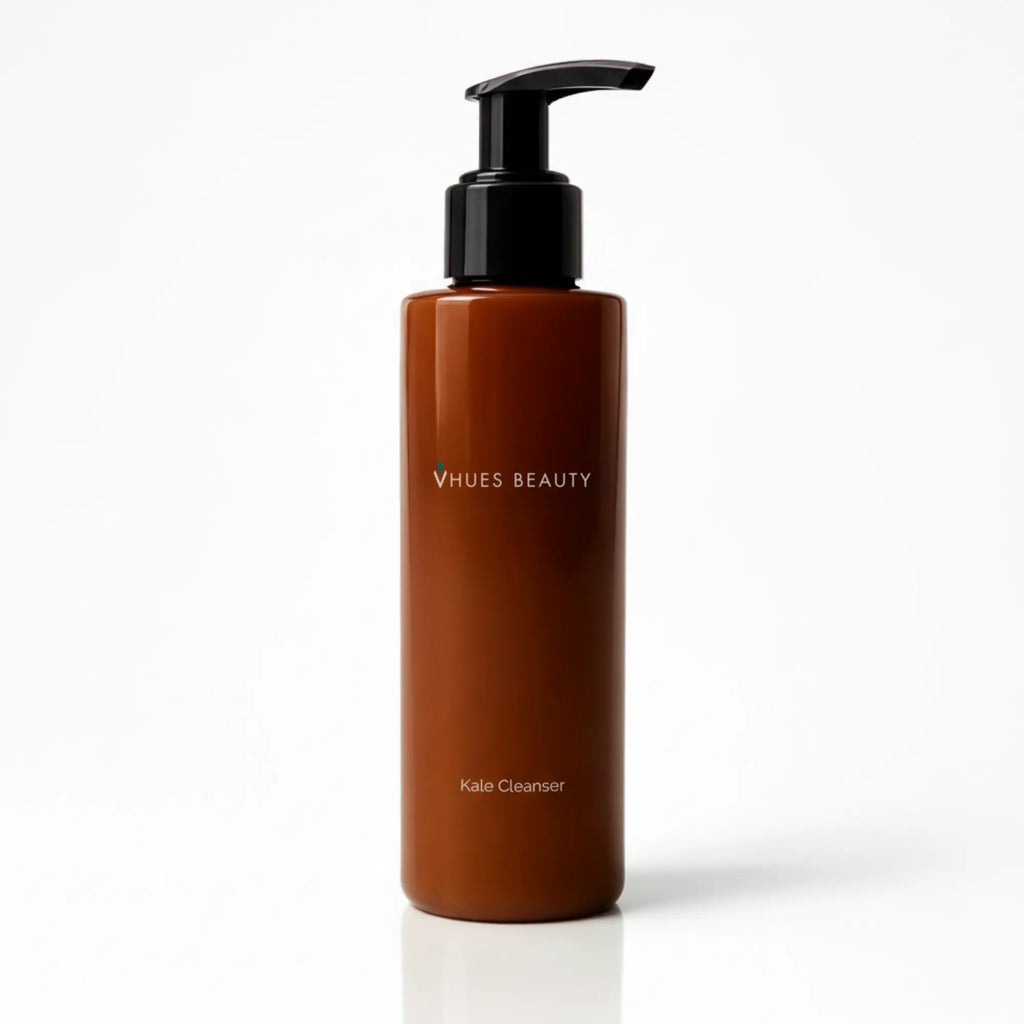 Kale Cleanser pump bottle, amber with centered 'Kale Cleanser' text
