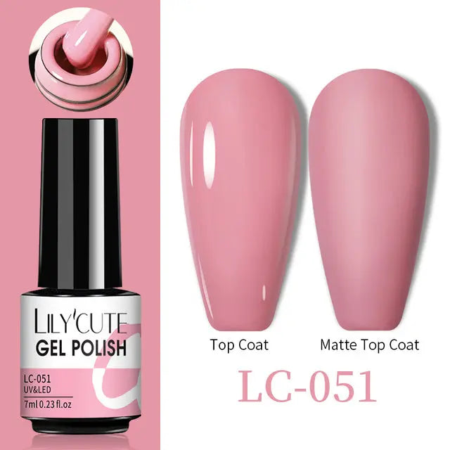 Color Changing Thermal Gel Nail Polish LC-051: soft pink gel, glossy and matte