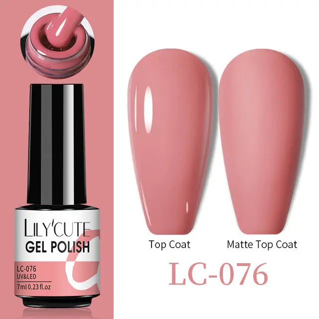 Color Changing Gel Polish LC-076: rosé-braun glänzend und rosé matt, Set