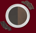 Two-tone eyebrow gel pan with dark brown and medium brown shades
