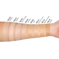 BB cream shade swatches on skin, natural coverage tones FB100–FB115