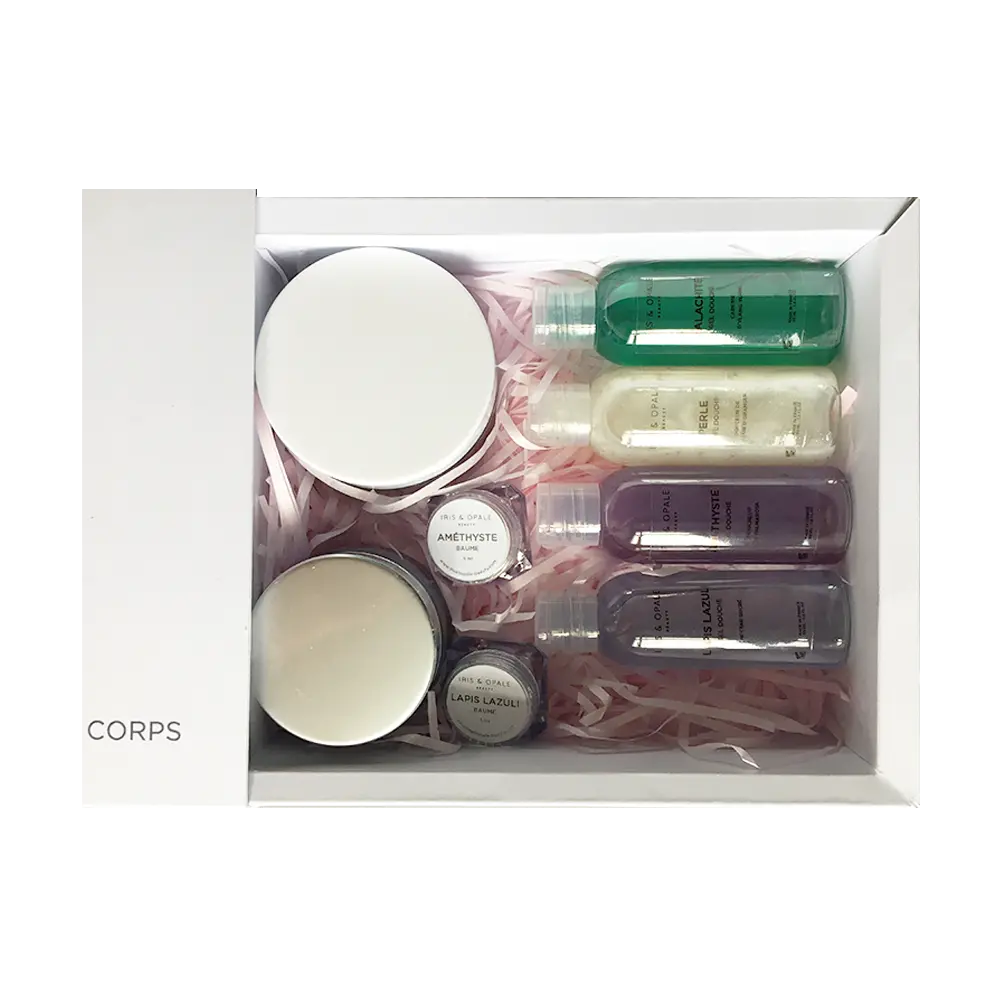 Coffret Corps ouvert : baumes et soins pour le corps en flacons et pots