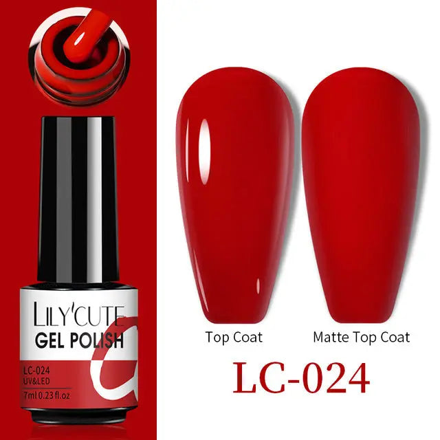 Color Changing Gel Polish LC-024: leuchtend rot glänzend und rot matt, Set