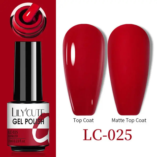 Color Changing Gel Polish LC-025: tiefrot glänzend und rot matt, Set