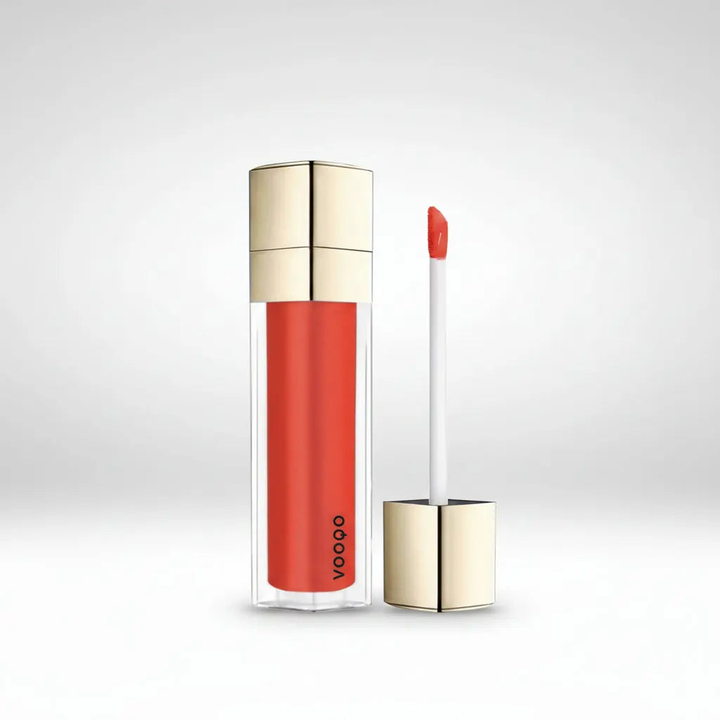 Lipgloss im Glas: kräftiges Orange-Rot, Applikator