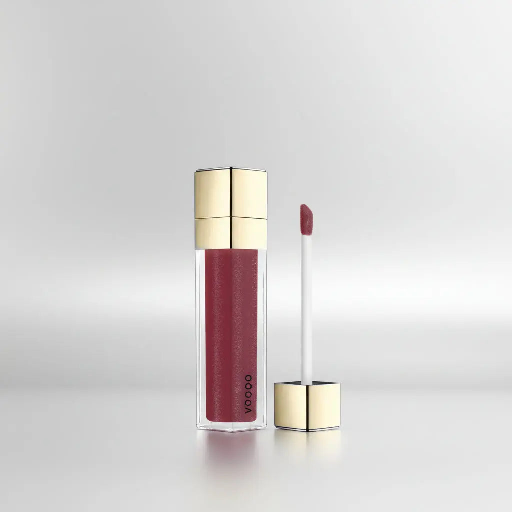 Lipgloss im Glas: dunkler Beerenton, Applikatorflach