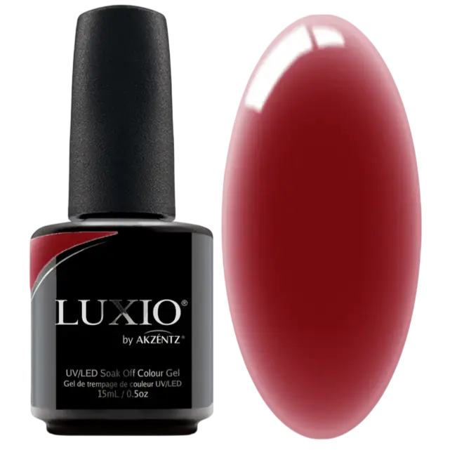 Luxio Jelli Red soak-off gel bottle with deep red color