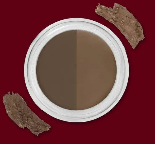 Two-tone eyebrow gel pan with light brown and deeper brown shades