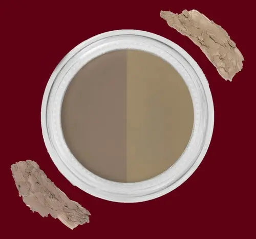 Two-tone eyebrow gel pan with beige-blonde and light brown shades