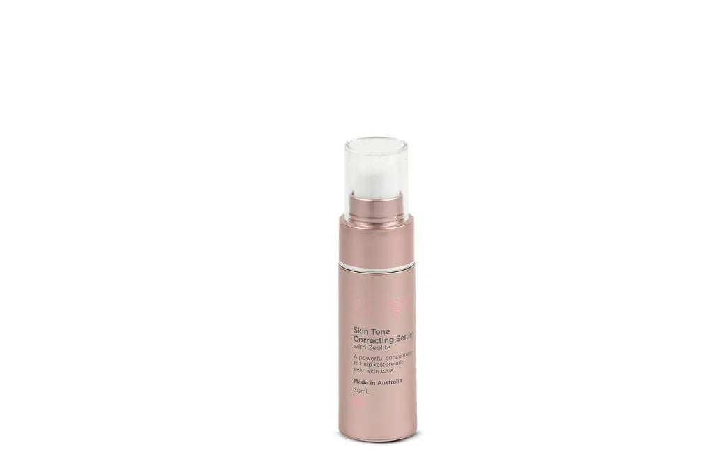 Zetox Skin Tone Correcting Serum 30ml front view rose-gold pump bottle