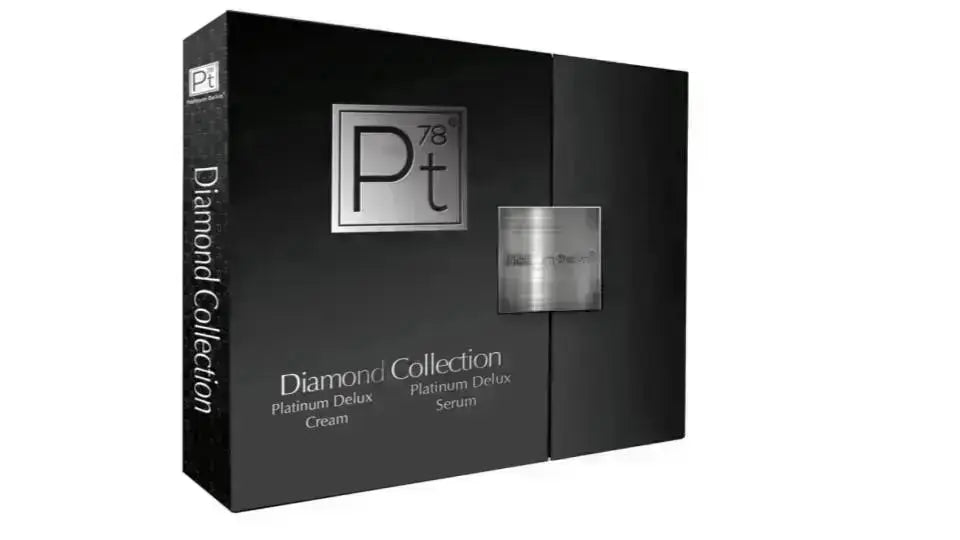 Platinum Deluxe Diamond Set gift box front with Diamond Collection product labels