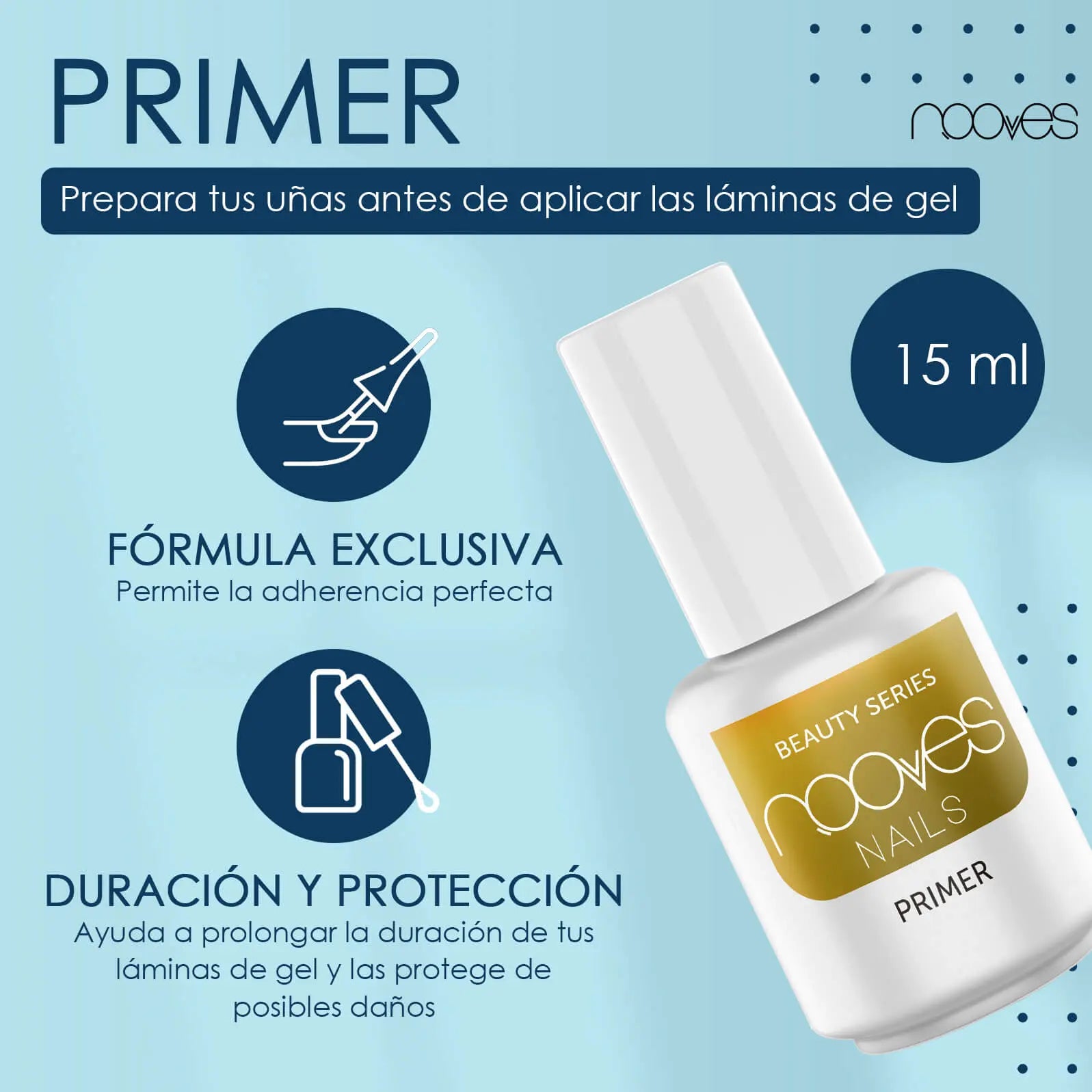 Primer para uñas NOOVES, botella 15 ml