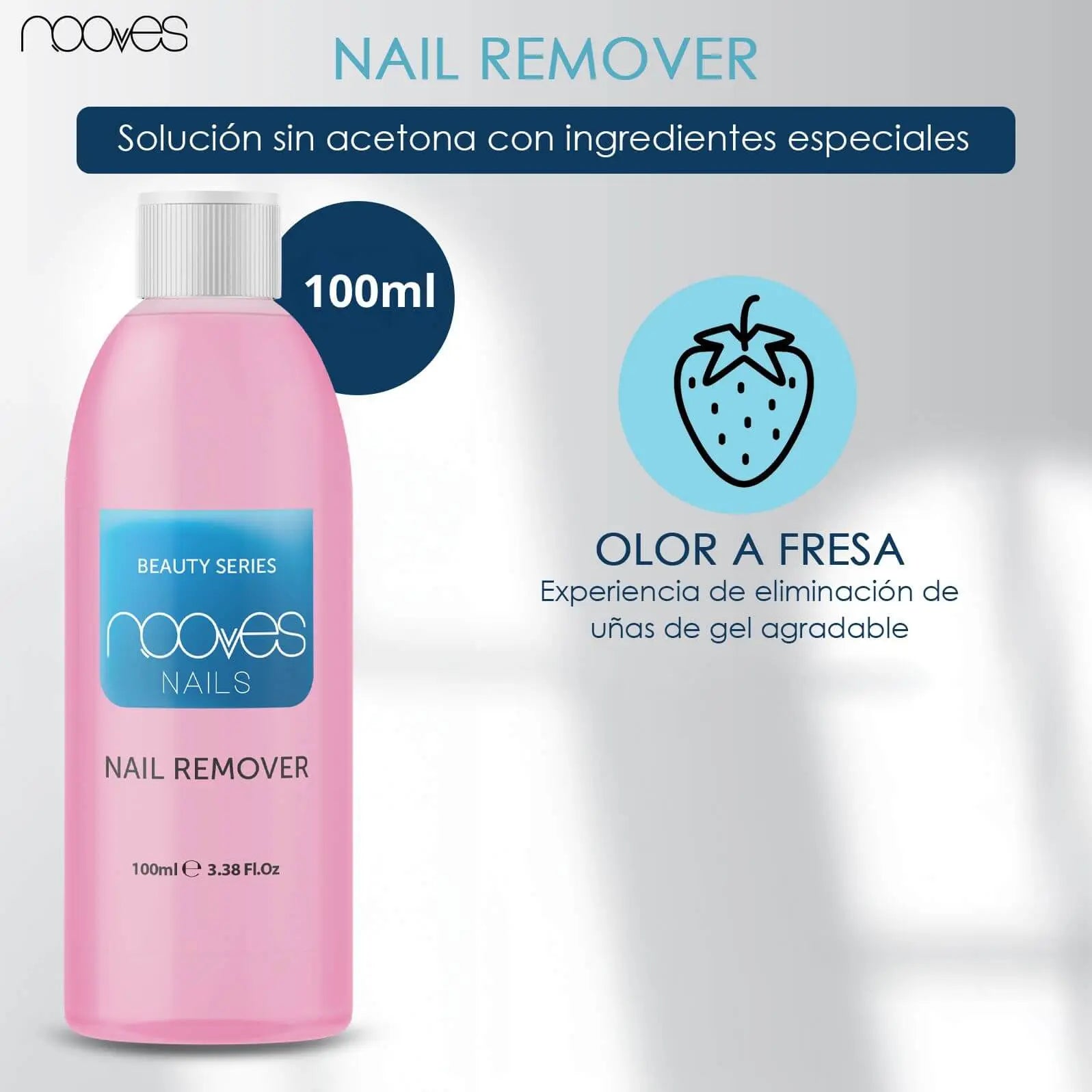 Nail remover sin acetona, solución en botella rosada de 100 ml