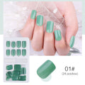 Reusable Stick-On-Nails Set, 01# mint green, glossy oval tips (24 pcs).