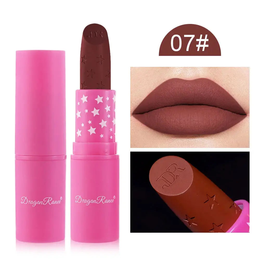 Lipstick color 07#: matte deep brown rose tone with matching bullet and cap