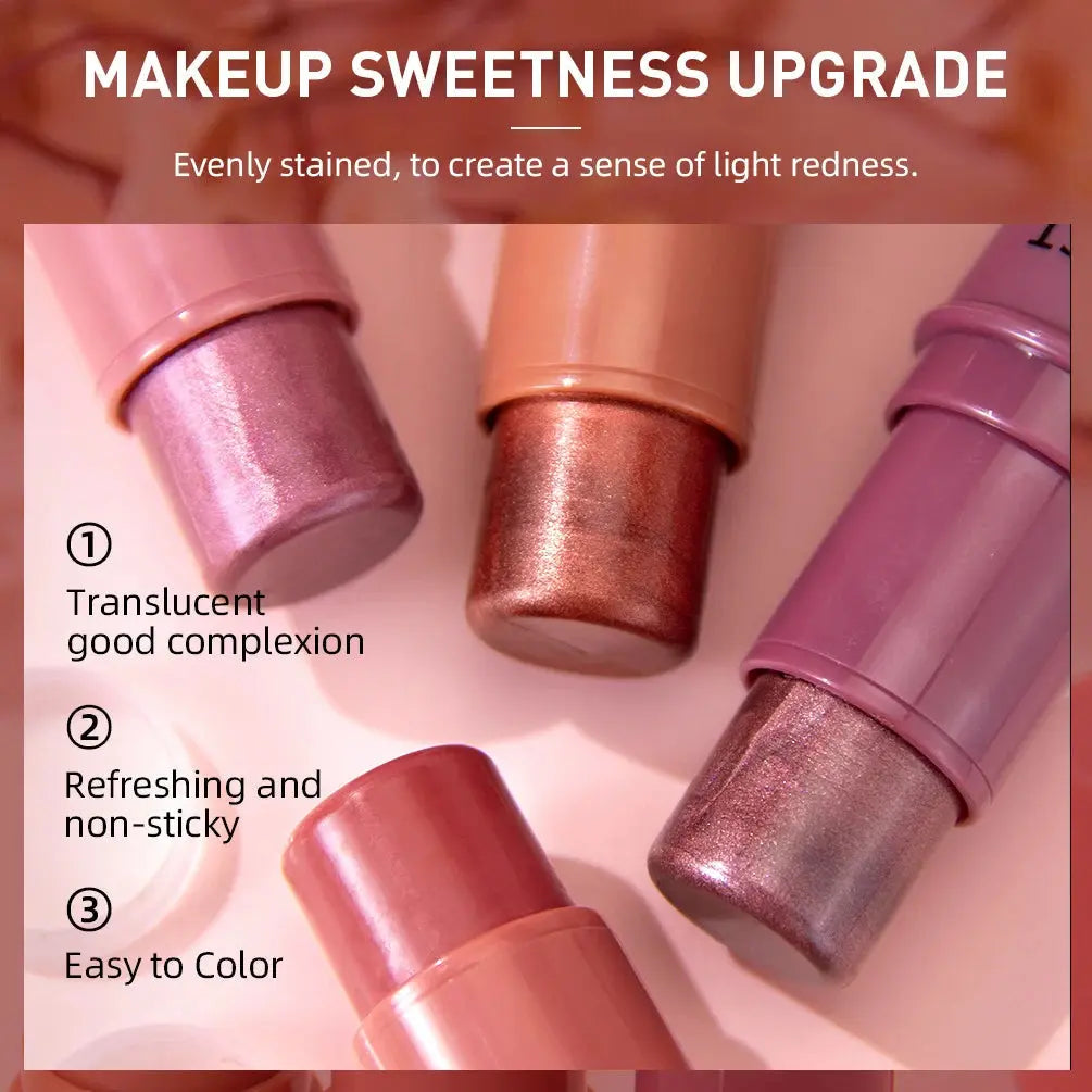 Multi-stick tubes with shimmering and satin shades for face tinting on cheeks, eyes, lips