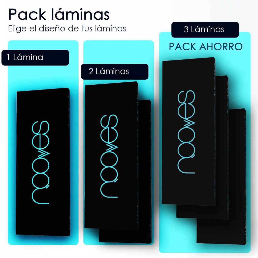 Pack de láminas 3 unidades, láminas negras con diseño azul