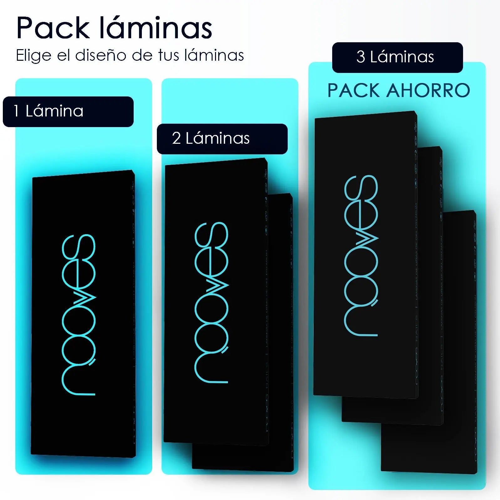 Pack de láminas 3 unidades, láminas negras con diseño azul