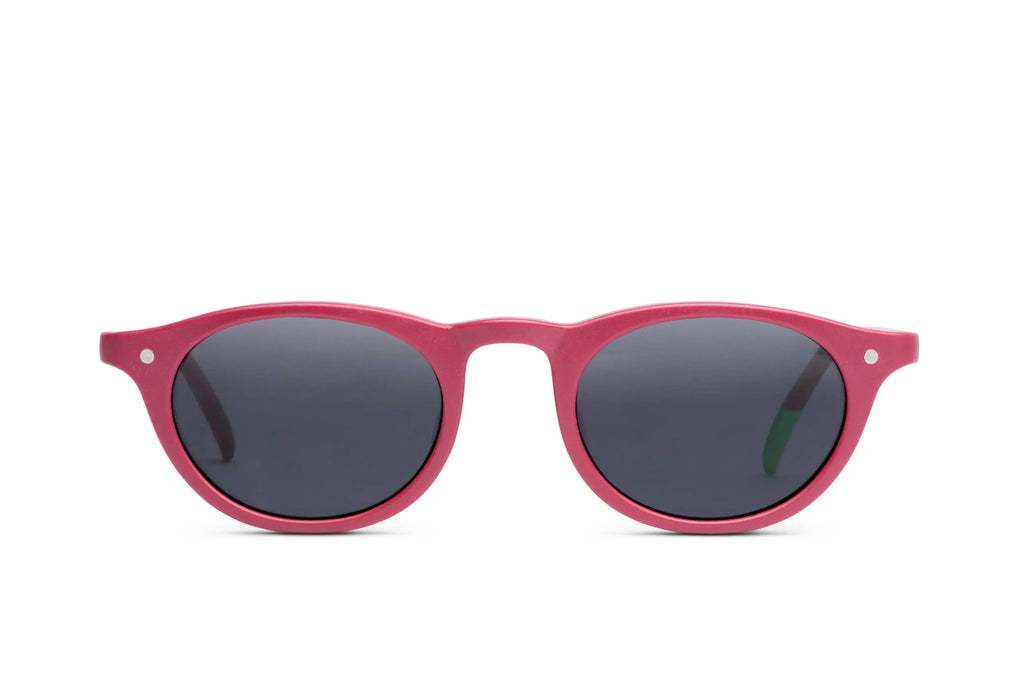 Sonnenbrille Raspberry, runde Front mit dunklen Gläsern