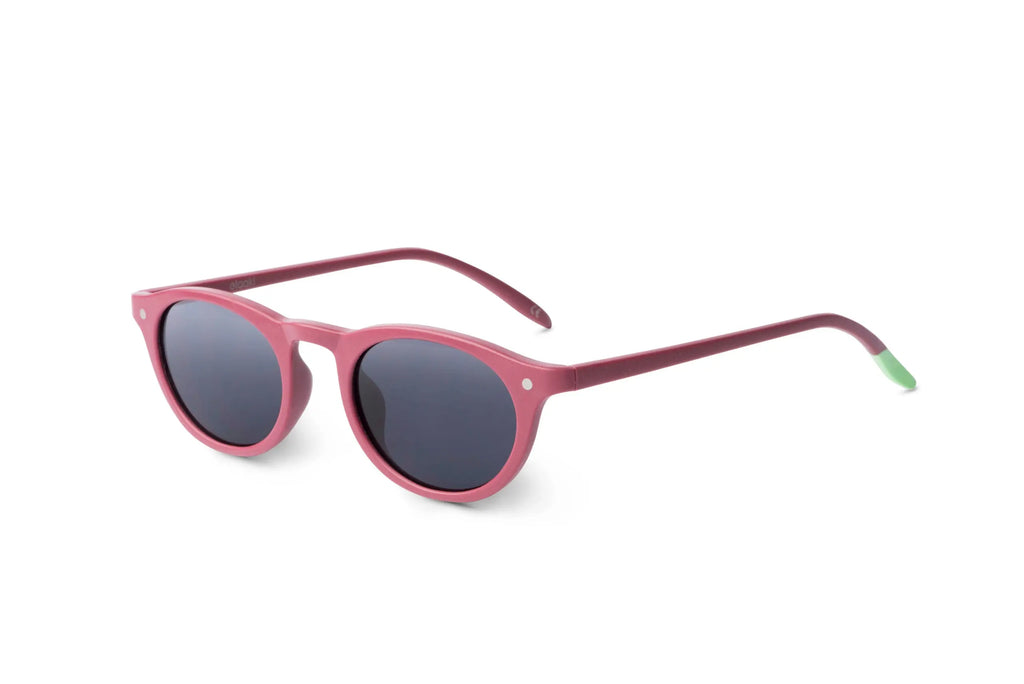 Sulu Raspberry Sonnenbrille, Seitenansicht mit grünem Detail am Bügel