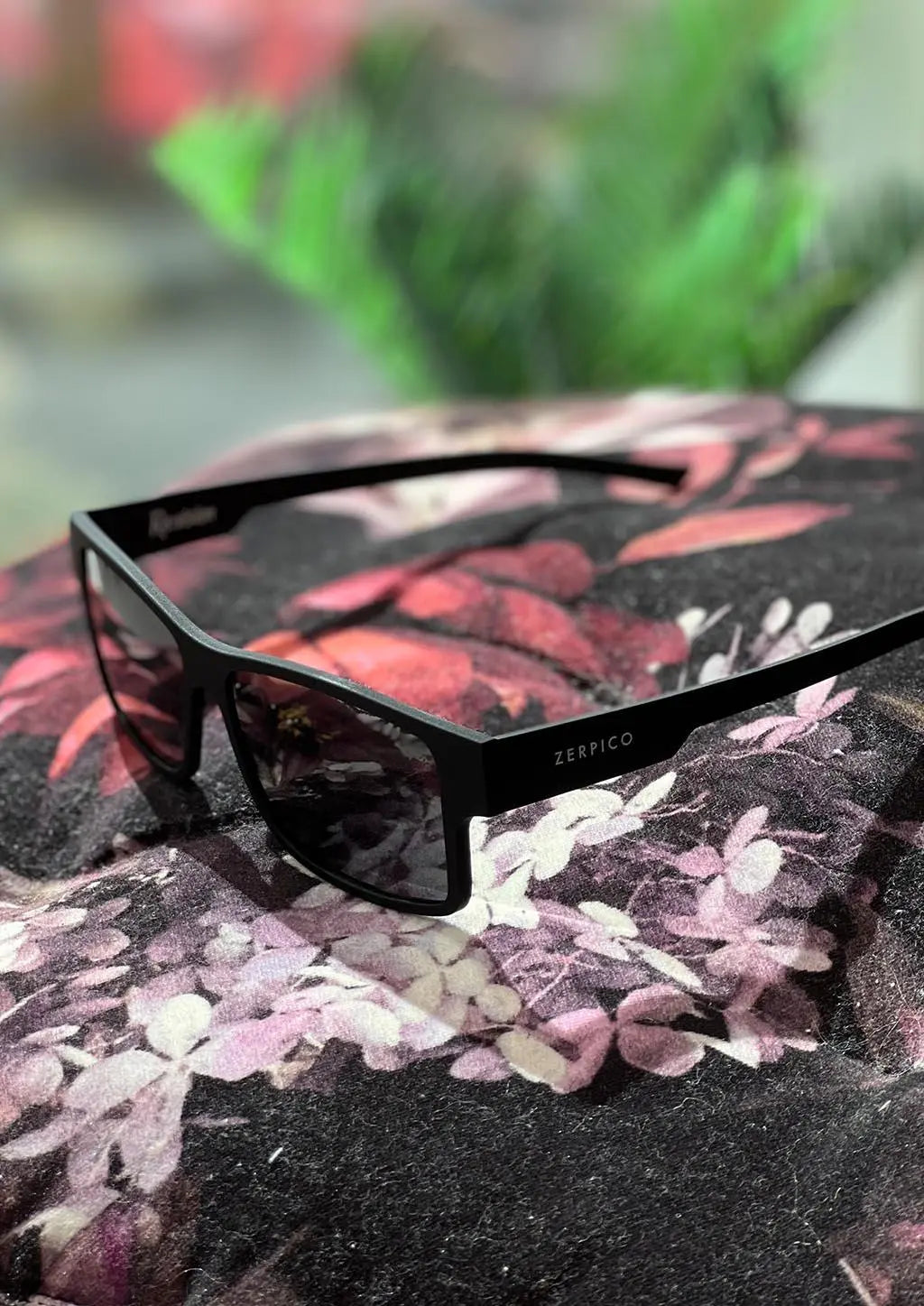 Zerpico ReVision square sunglasses, black frame with dark lenses