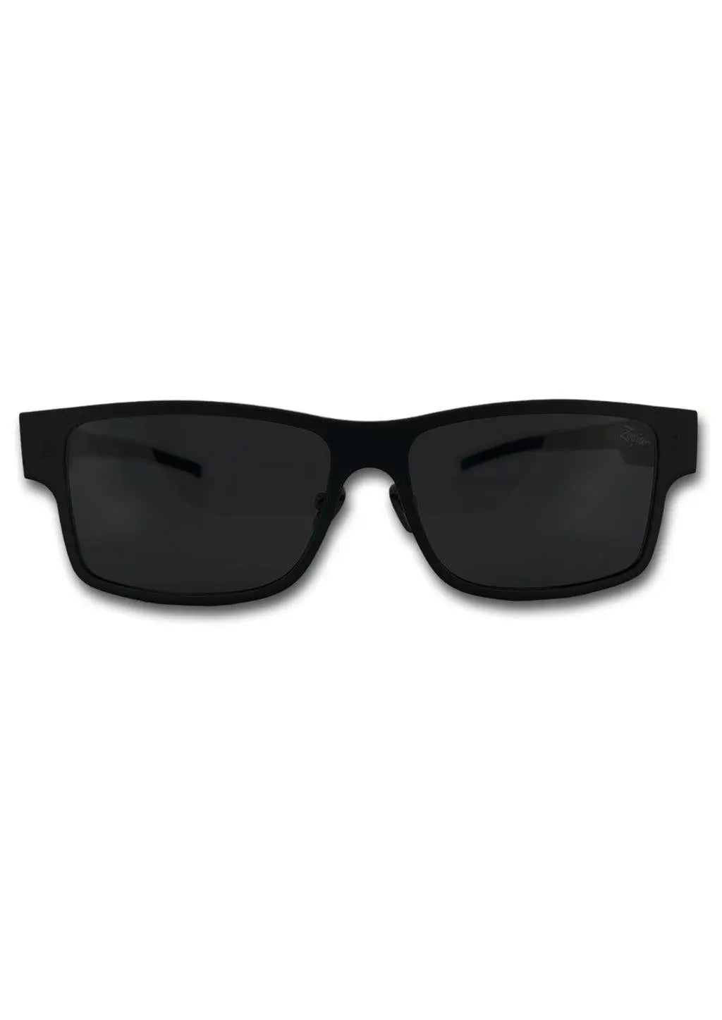 ReVision square sunglasses with black frame and dark gray lenses