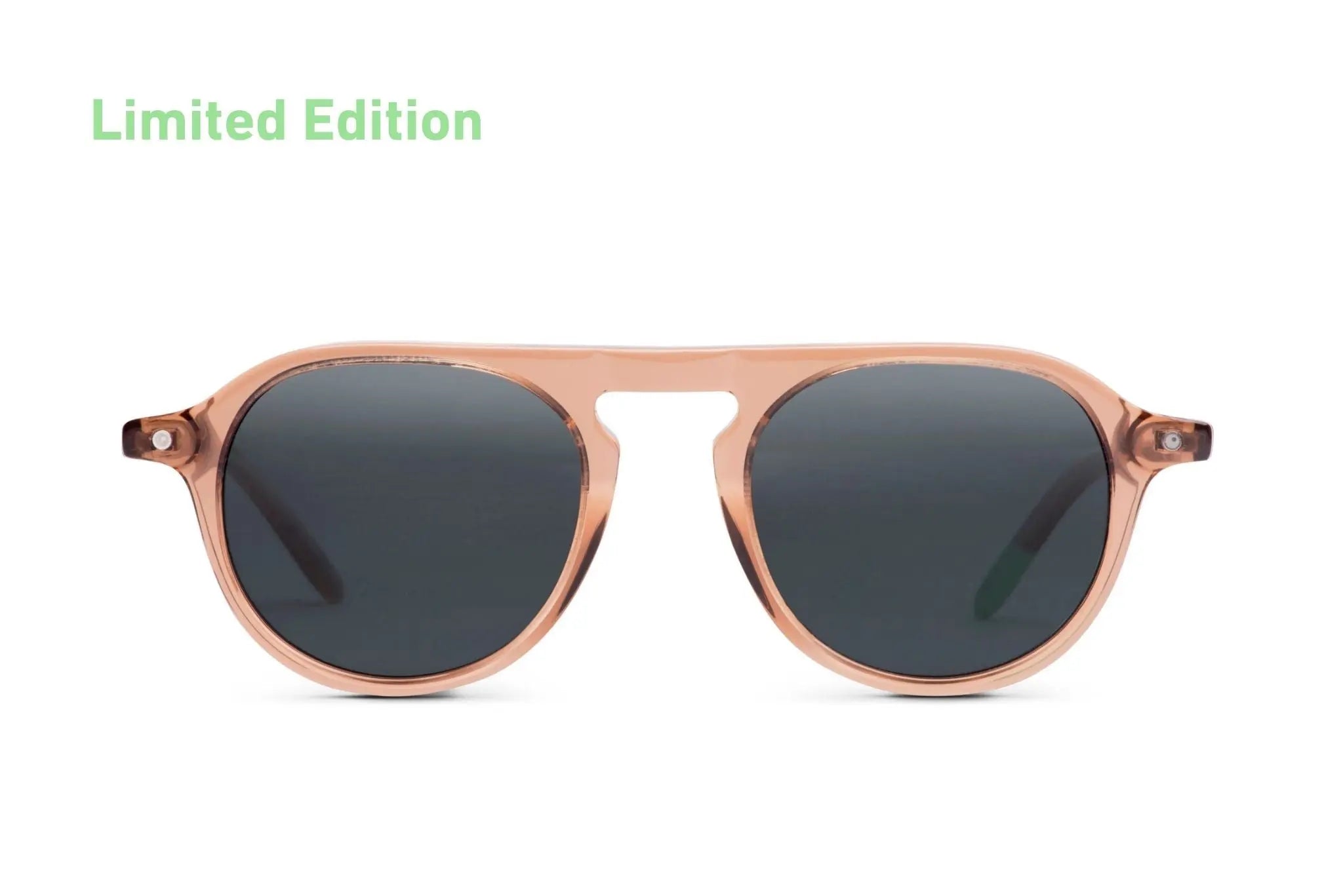 Zingaro Toffee sunglasses with round pink frames and dark tinted lenses