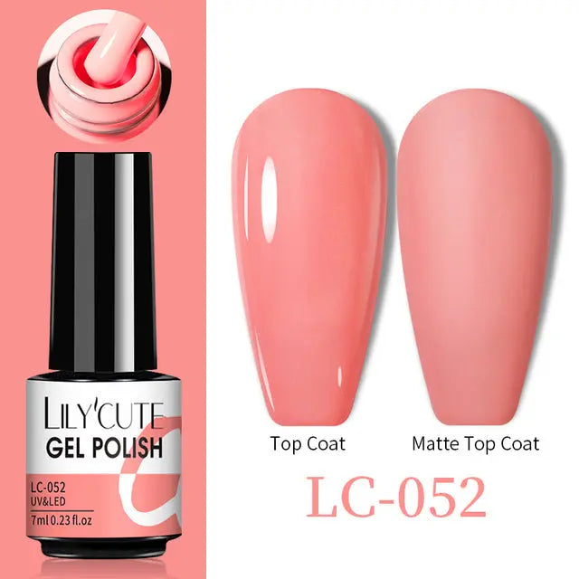 Color Changing Gel Polish LC-052: hellrosa glänzend und rosafarben matt, Set