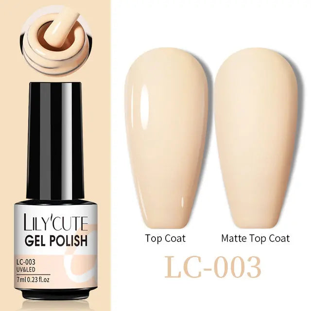 Color Changing Gel Polish LC-003: elfenbein glänzend und elfenbein matt, Set