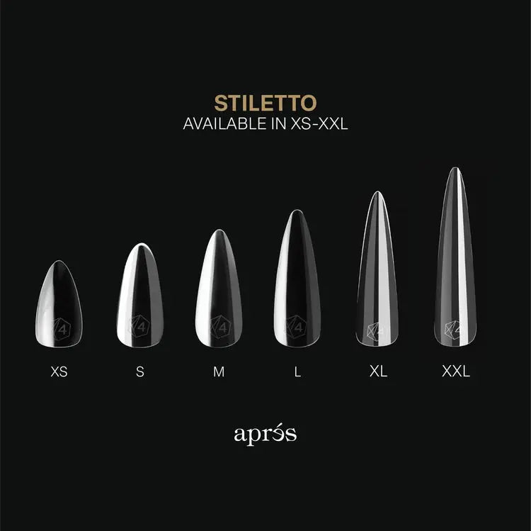 Stiletto tips XS–XXL sizes for sculpted stiletto medium, clear nail extensions