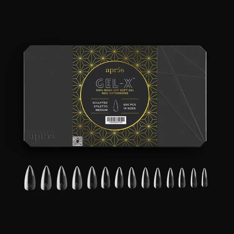 Gel-X sculpted stiletto medium tips tray with 600pcs of clear stiletto extensions