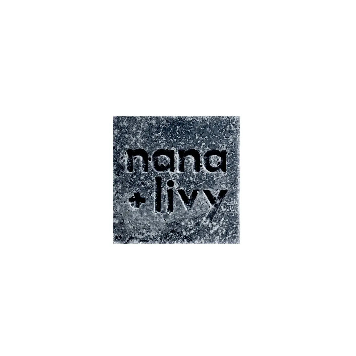 Charcoal mint salt block, dark speckled stone with embossed logo