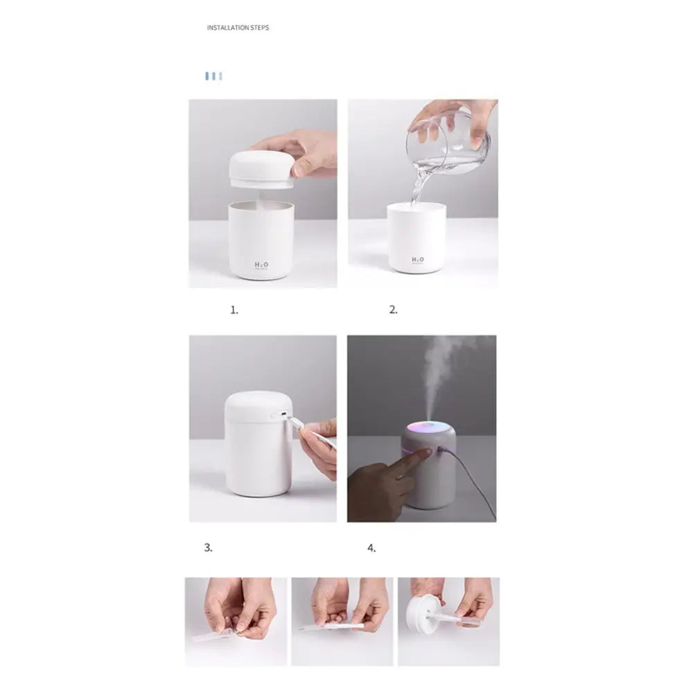White aroma essential oil diffuser humidifier shown during water fill and use