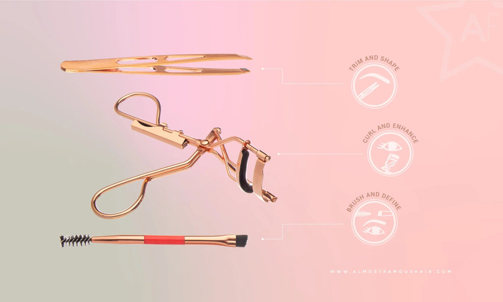 Rose Gold Wimpern-Lash-Lifter Werkzeuge: Curler, Kamm, Brush und definierende Pinzette
