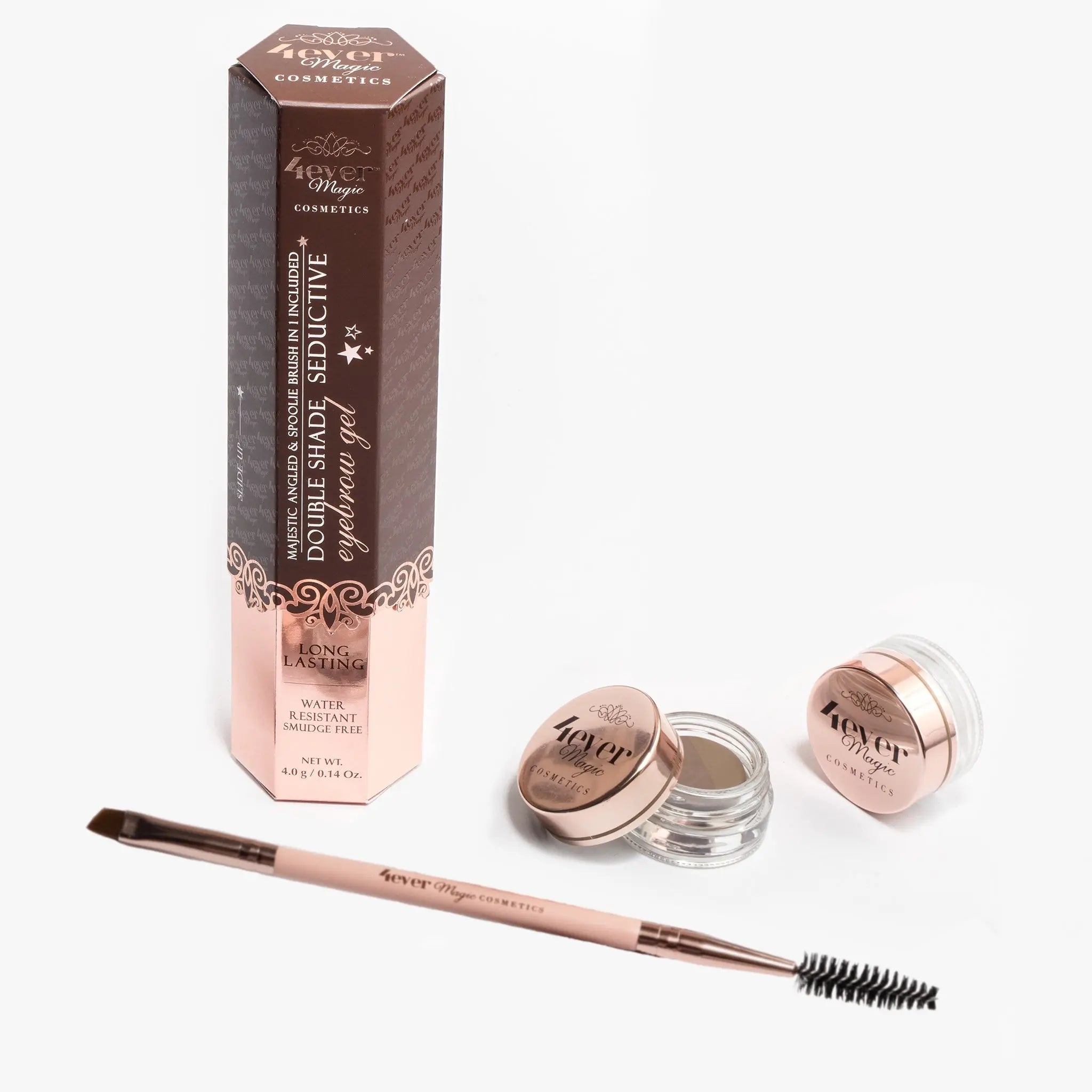 Double Shade Eyebrow Gel with Brush, dark tint and applicator