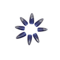 Press-on nails set with glue and reusable tips, deep blue glitter long almond shape