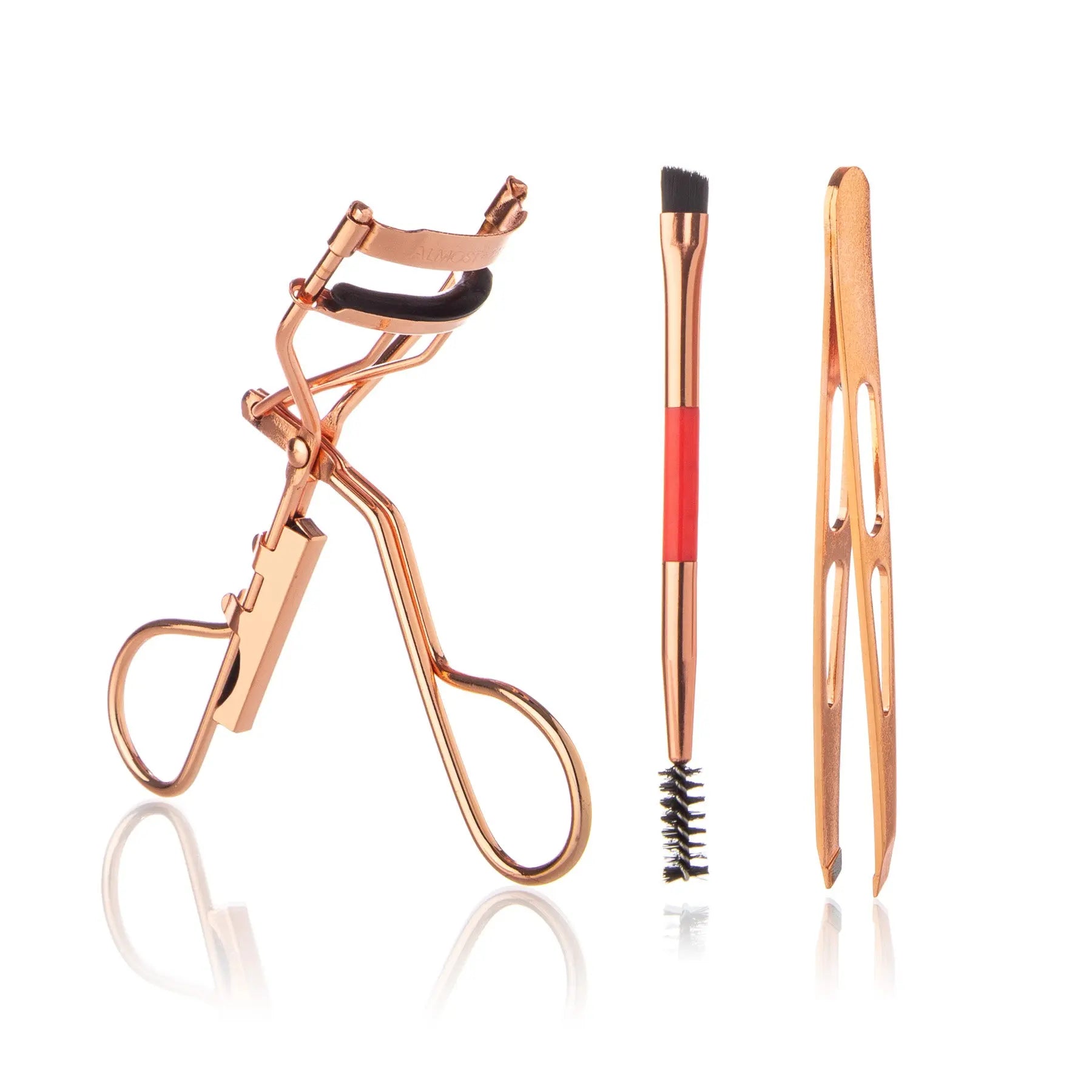 Rose Gold Wimpern-Set: Lash Curler, Mascara-Bürste, Kamm und Precision-Pinzetten
