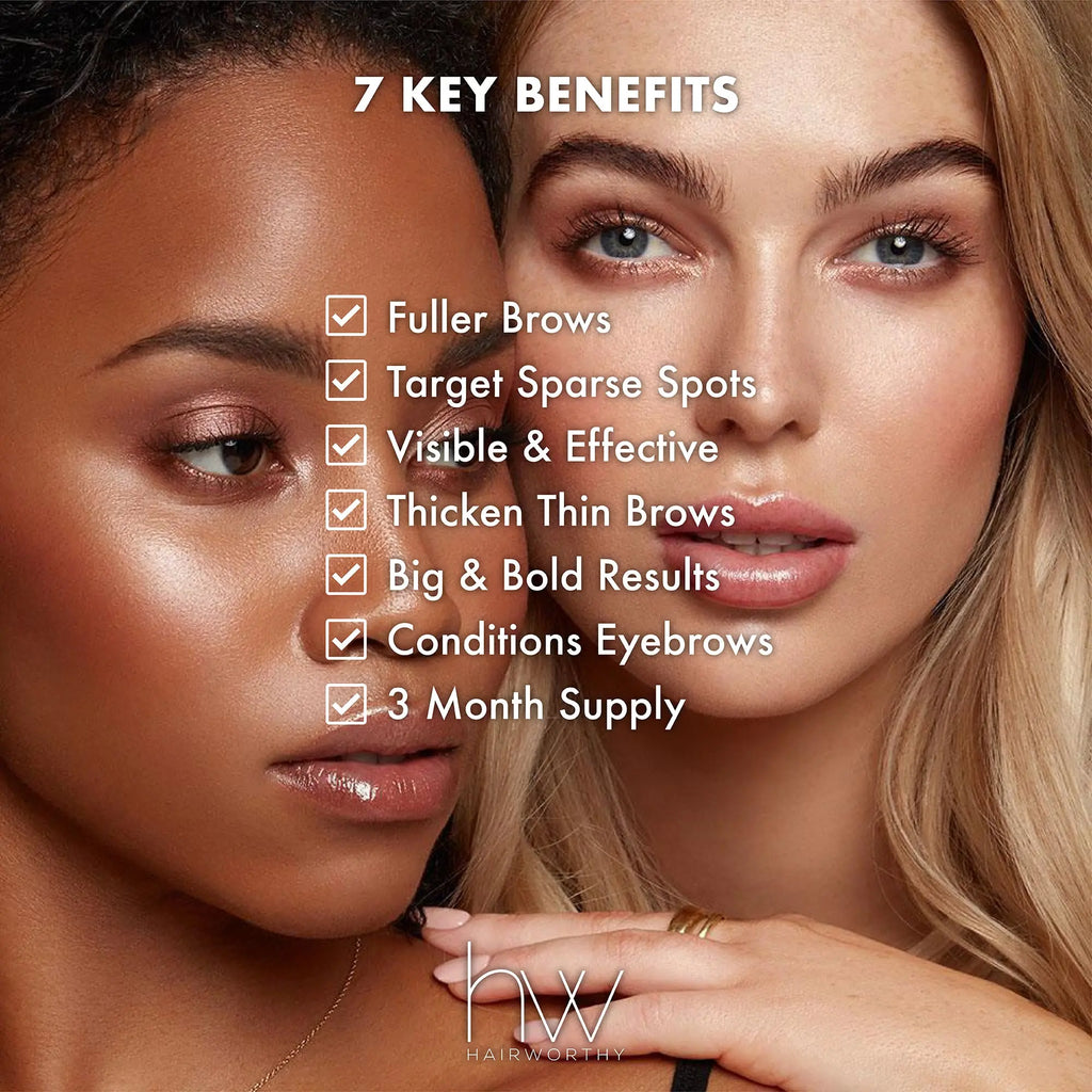 Eyebrow serum benefits list: Full Brows, Target Sparse Spots, Conditions Eyebrows