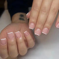 Press-on nails kit with glue and gel stickers: French-tip nails on hands