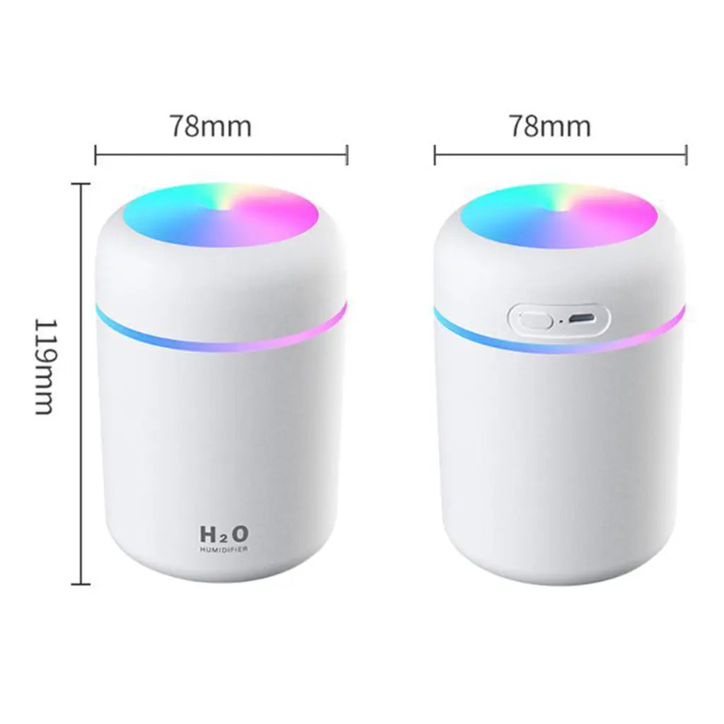 White humidifier aroma diffuser with 78mm size markings and side control button