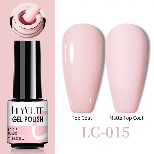 Color Changing Gel Polish LC-015: hellrosa glänzend und hellrosa matt, Set