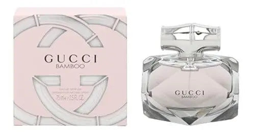 GUCCI Bamboo EDP spray bottle with boxed label, clear glass and bamboo design