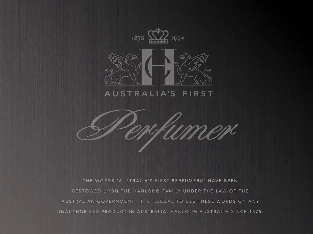 Cracked Ice Gardenia box back panel, “Australia's First Perfumer” wording