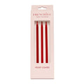 Red velvet-coated hairsticks, three red pins in Frenchies retail pack