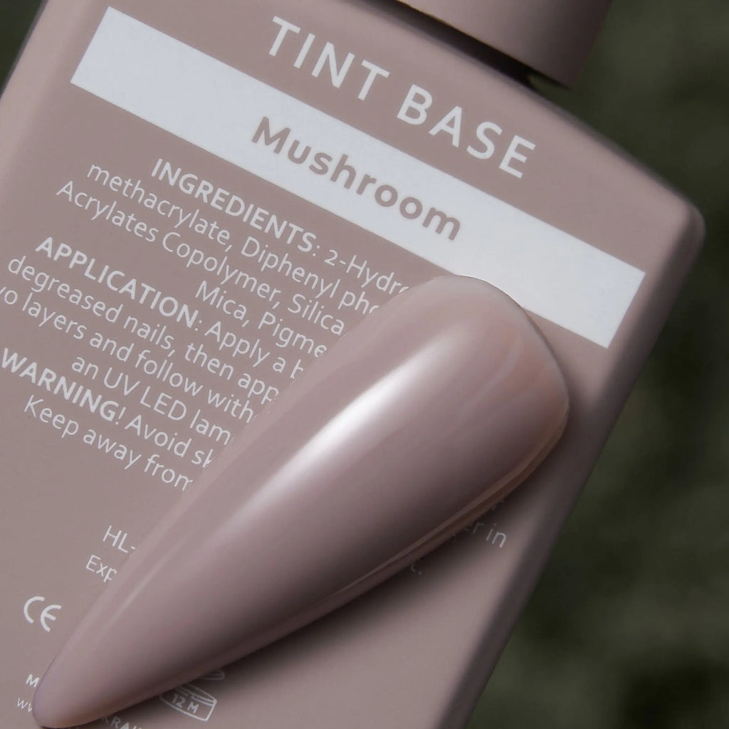 Tint Base Mushroom 15 ml bottle label and ingredients panel close-up