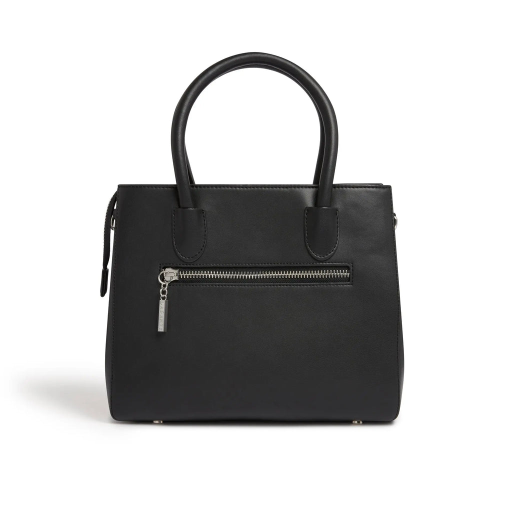Vegane Tote Bag Andes, schwarze Tasche mit Reißverschluss und Doppelhenkeln