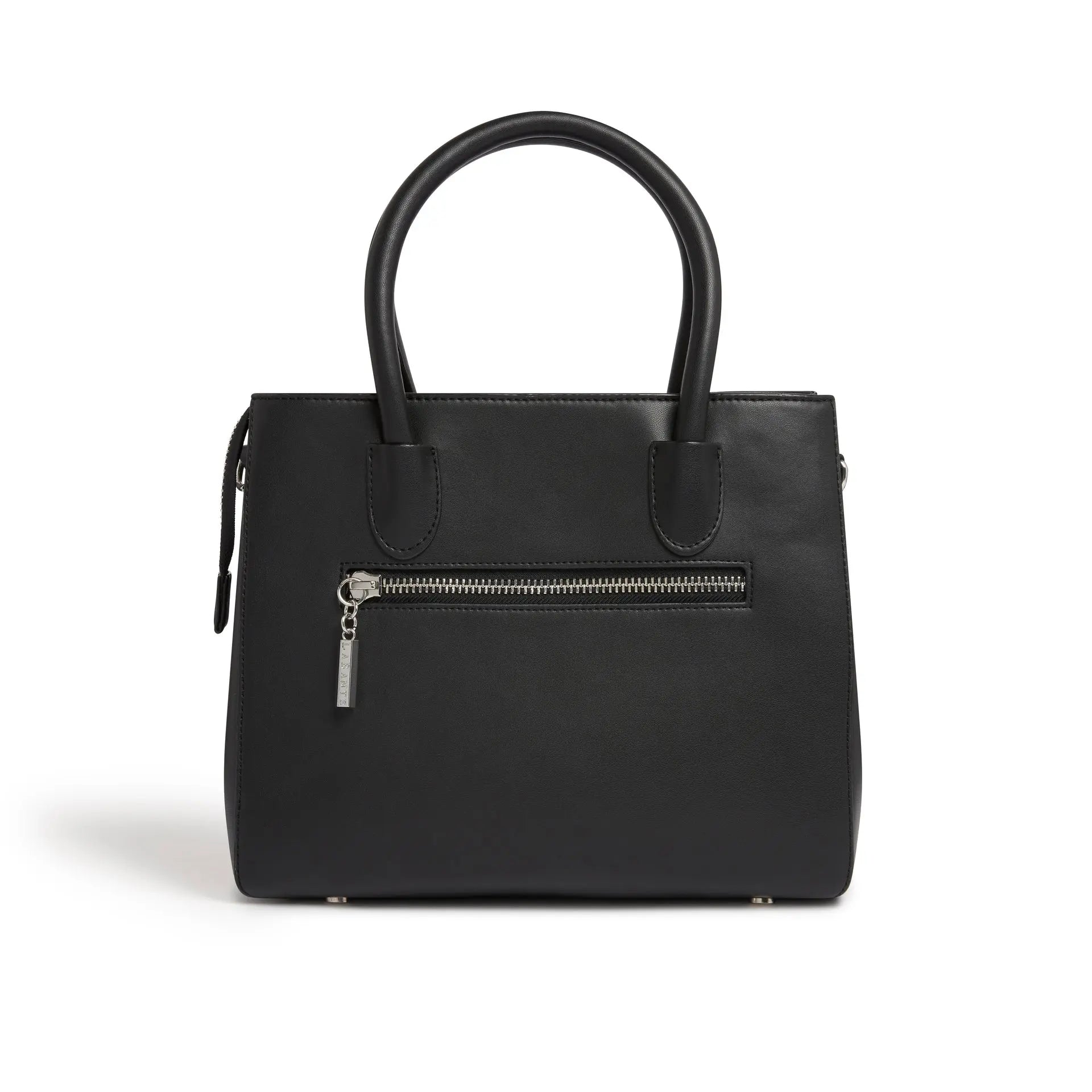Vegane Tote Bag Andes, schwarze Tasche mit Reißverschluss und Doppelhenkeln