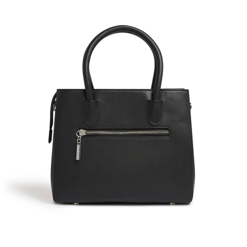 Vegane Tote Bag Andes, schwarze Tasche mit Reißverschluss und Doppelhenkeln