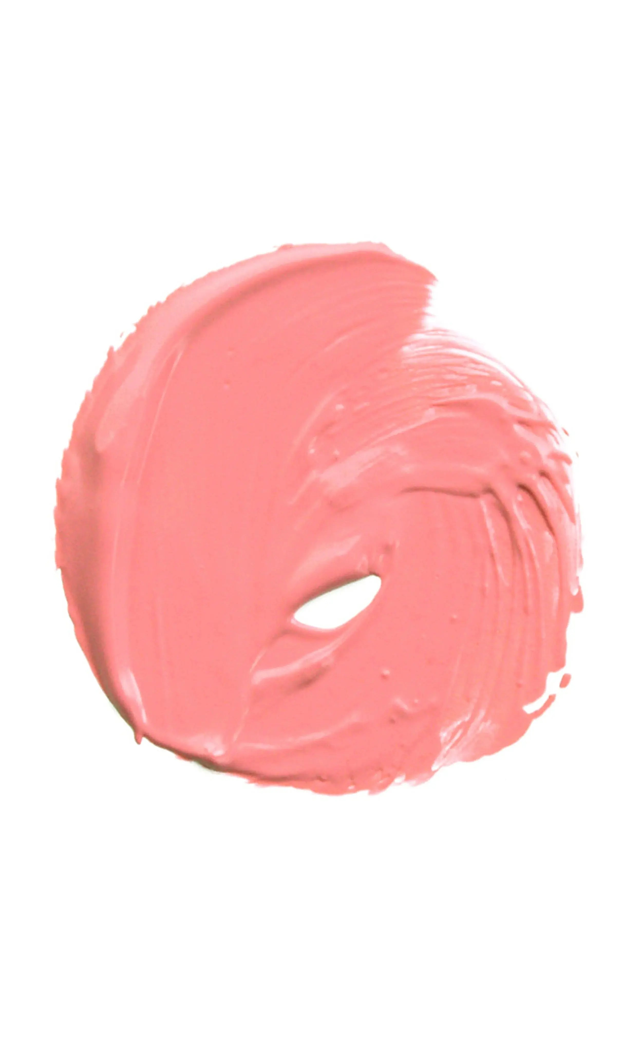 Pink lipgloss swatch, thick glossy smear
